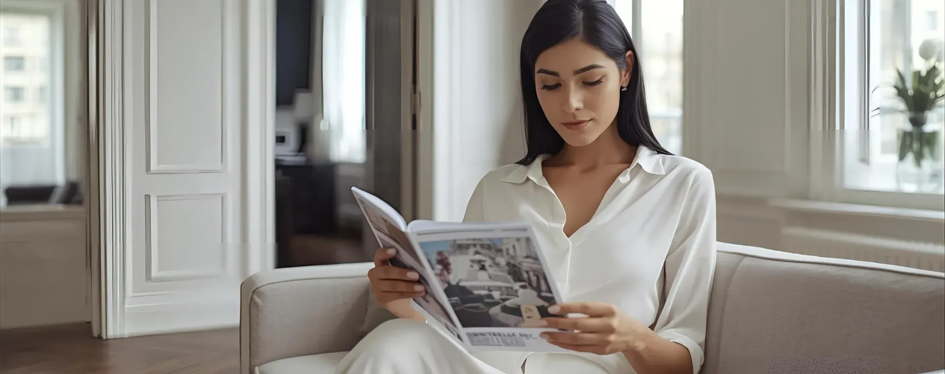 Femme lisant un magasine 