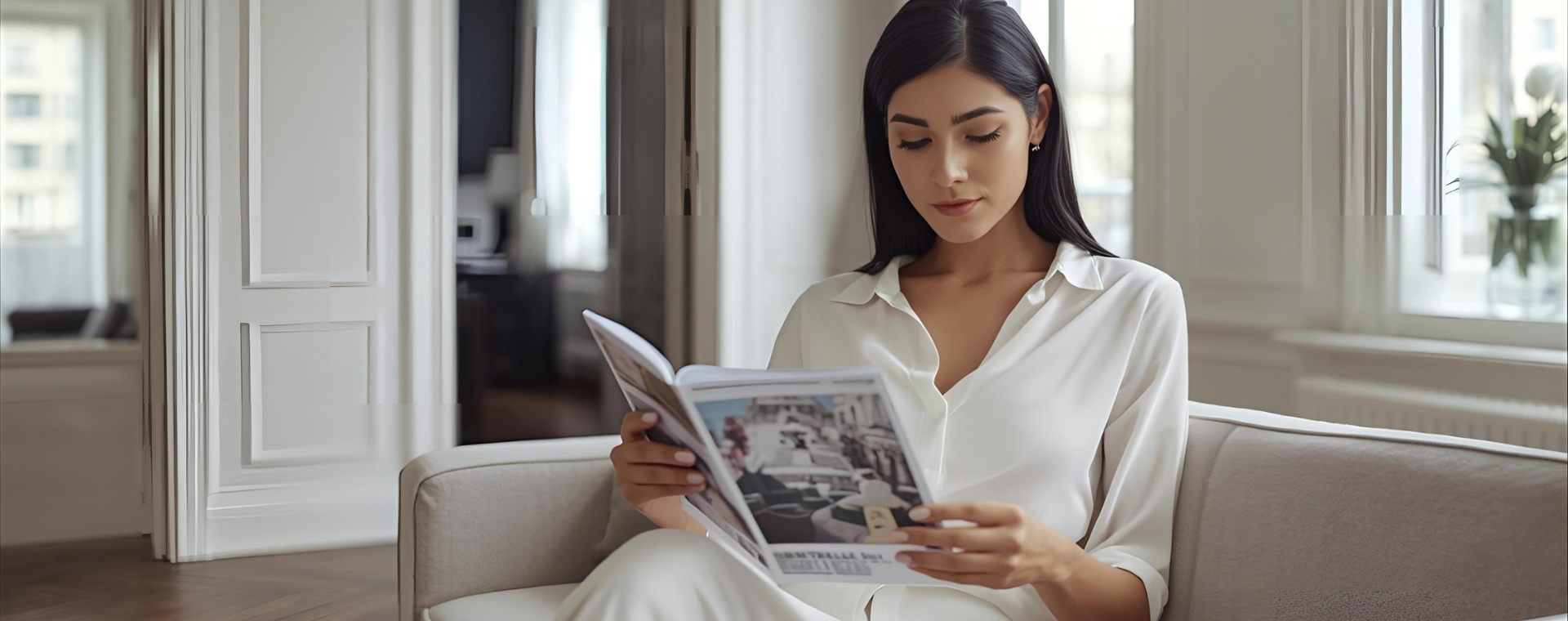 Femme lisant un magasine 